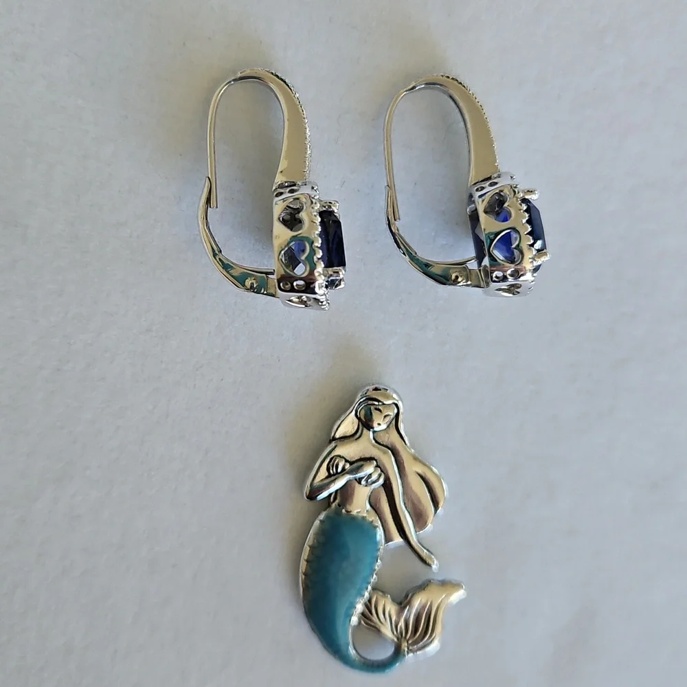Cushion Cut Sapphire Earrings - Picture 8 of 16